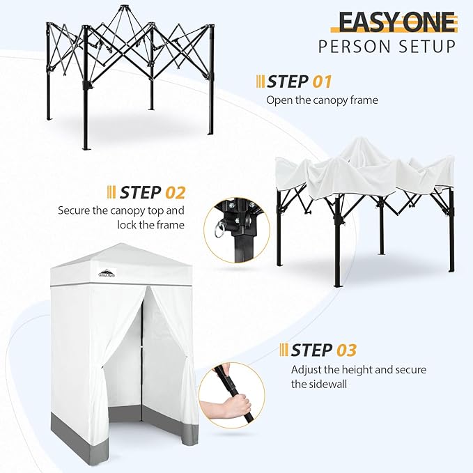 EAGLE PEAK Flex Ultra Compact 4x4 Pop-up Canopy, Sun Shelter, Changing Room, Portable Privacy Canopy Cabana for Pool, Fashion Photoshoots, or Camping, White