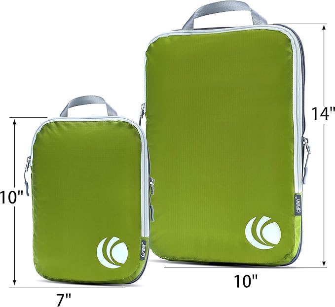 Cipway - 5 Set Compression Packing Cubes for Travel, Ultralight Packing Organizers for Luggage Suitcase & Backpack (Green), L