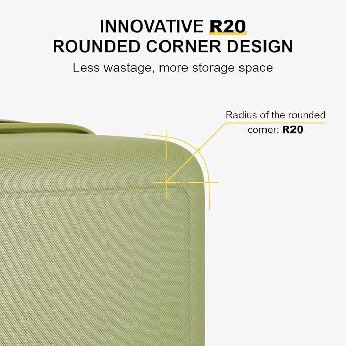 LEVEL8 Carry on Luggage Airline Approved, Small Carry on Suitcases with Wheels, Lightweight Hardside Textured Luggage for Travel, Tsa Approved, 20-Inch, Pickle Green