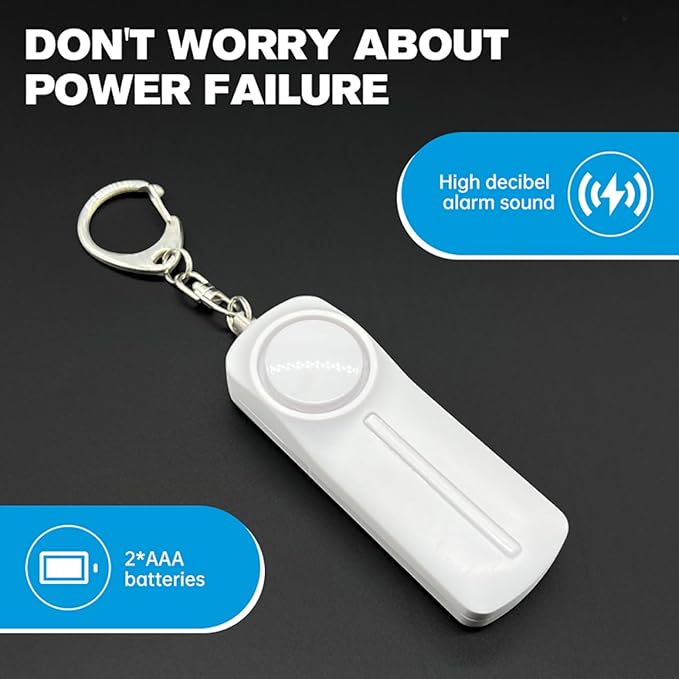 Safesound Personal Alarm: Your 130dB Self-Defense Companion - Keychain Emergency LED Flashlight - Security and Protection for Women, Girls, Kids, and The Elderly (White, 1)