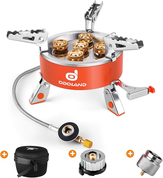 Odoland 9000W Portable Camping Stove Lightweight Camp Stove Collapsible Backpacking Stove with EVA Box for Outdoor Camping Cooking Hiking and Picnic