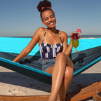 Camping Hammock,Camping Essentials,Lightweight Portable Double & Single Hammock with Tree Straps, Camping Gear for Outside Hiking Camping Beach Backpack Travel, Blue & Light Black, Large