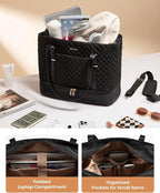 LOVEVOOK Lunch Tote Bag for Women, 15.6 Inch Laptop Work Bag With Lunch Compartment & Large Cup Holder, Lightweight Work Briefcase for Travel, Bussiness, Teacher