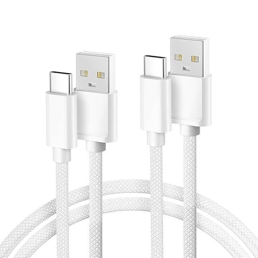 Basesailor for iPhone 17 16 Pro Max Charger Cord,USB to USB C Cable,Type C Charging Power Cord for Apple 17e 15 iPad 10 Air 4 5,Samsung Galaxy S26 S25 S24 S23,White,2Pack 10FT(3M)
