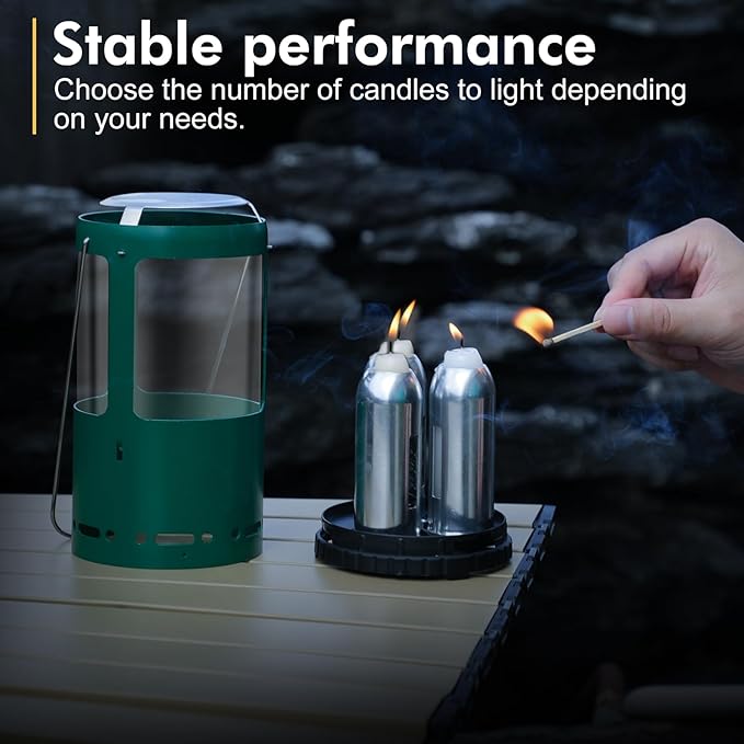 Candle Lantern, Camping Gear for Campers and Emergency Use, Without Candles (Upgrade Green)