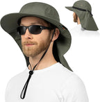 SUN CUBE Sun Hat for Men, Wide Brim Fishing Hat Neck Flap Cover Men, Women, Hiking, Camping, Sun Protection UV, Gardening