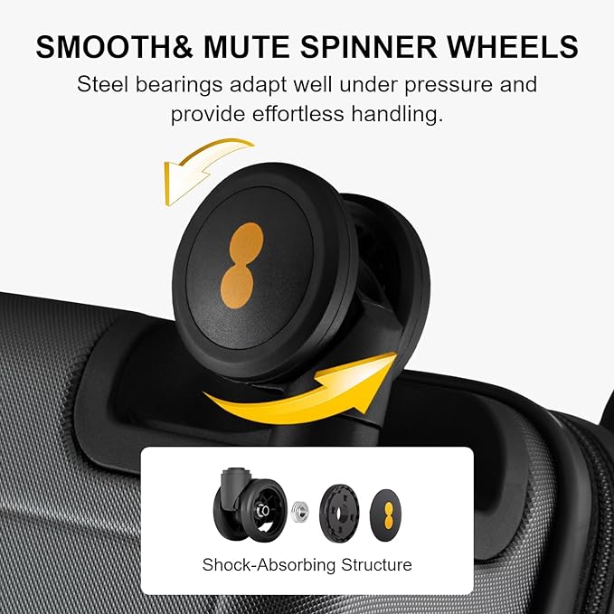 LEVEL8 Rolling Carry on Luggage Airline Approved, Carry-on Suitcases with Wheels, Lightweight Luminous Textured Luggage for Men Women, Tsa Lock, 20 Inch, Dark Grey