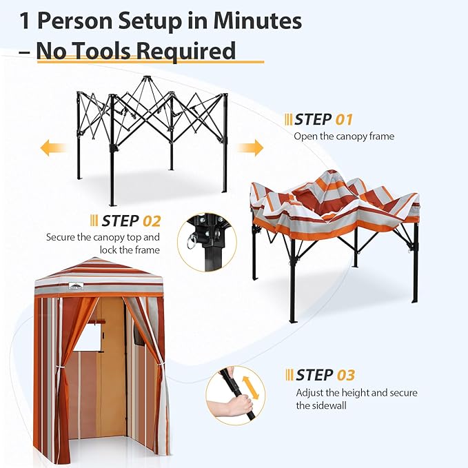 EAGLE PEAK Flex Ultra Compact 4x4 Pop-up Canopy, Sun Shelter, Changing Room, Portable Privacy Canopy Cabana for Pool, Fashion Photoshoots, or Camping, Red Stripe