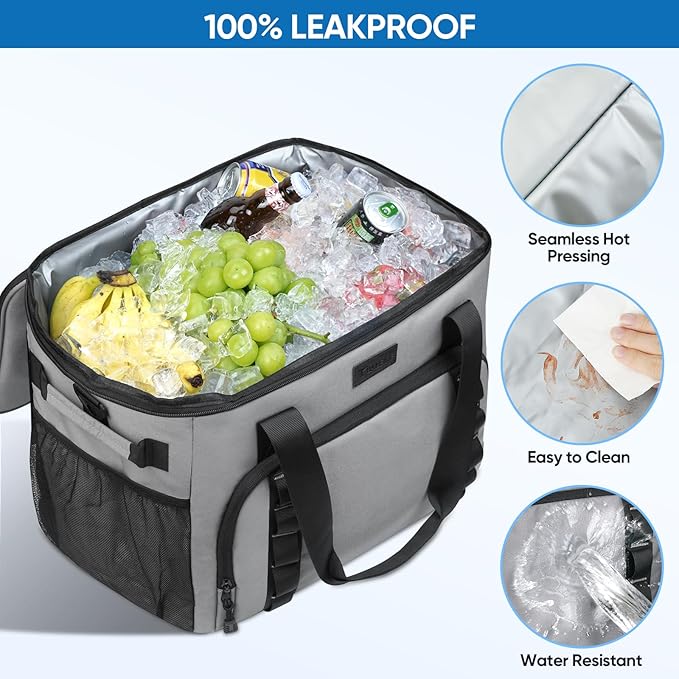 BALEINE Extra Large Soft Cooler Bag, Portable Leakproof Cooler, 40/60 Cans Volume for Beach, Camping, Kayaking, Travel, and Road Trips