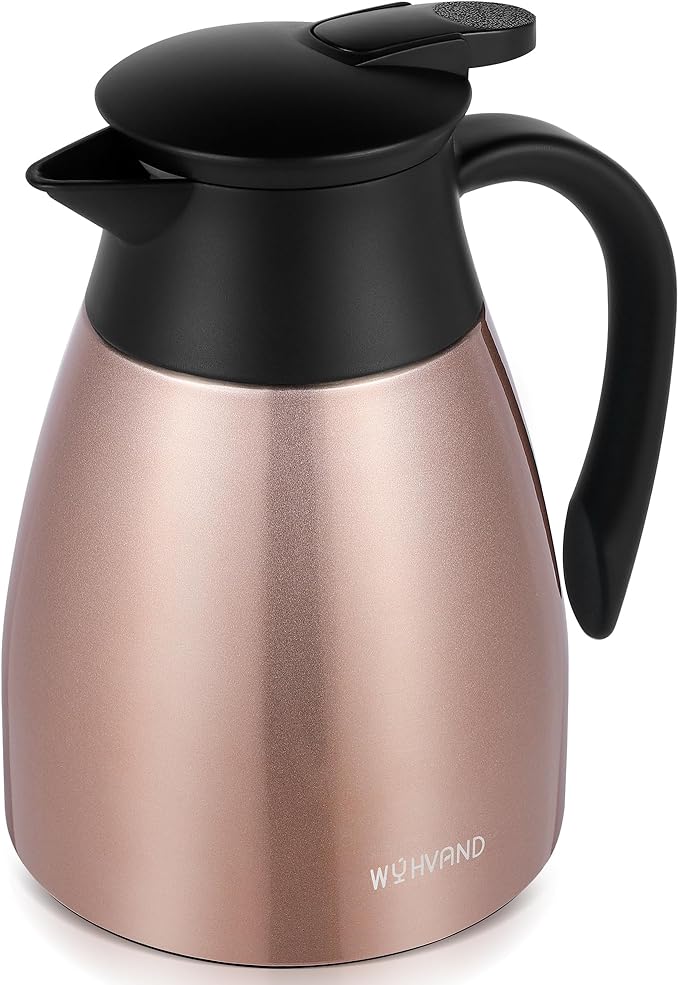 34 Oz Thermal Coffee Carafe, Stainless Steel Insulated Vacuum coffee crafts to keep coffee hot, 1 Liter Tea Water Coffee and Beverage Dispenser (Copper)