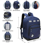 Swissdigital Design Big Student Laptop Backpack with Fun Personalized Patches For College Men & Women, Middle High School Teen Bookbag Cool Travel Daypack Blue -Includes 3 Patches | SD1718-12