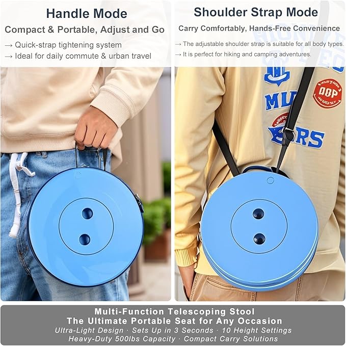 Wind Tour Portable Foldable Telescoping Stool Lightweight Collapsible Stool Retractable for Adults Outdoor Fishing Hiking Travel BBQ (Blue)