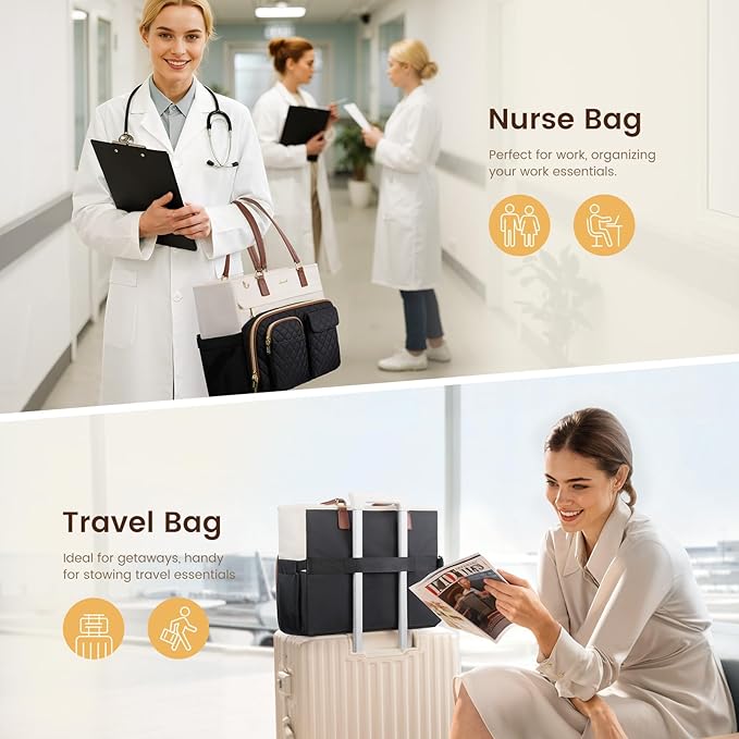 LOVEVOOK Tote Bag, Work Bags for Women with Large Cup Holder, Large Capacity Teacher Tote with Multi Pockets, Nurse Diaper Tote with Padded Laptop Compartment, 15.6 Inch Khaki Beige