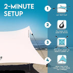 Neso Gigante - Portable Beach Tent - Ideal to Enjoy with Family and Friends - UPF 50+, Water-Resistant, and Lightweight - White, 11' x 11'