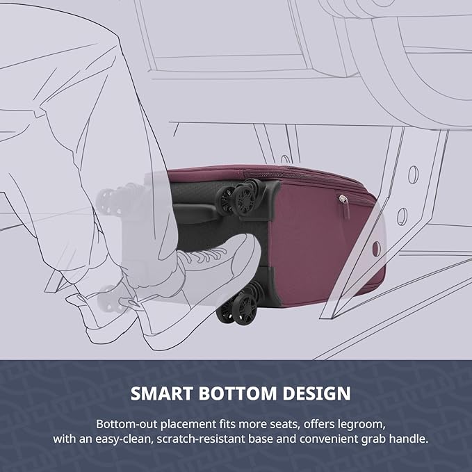 Verage Underseat Carry On Luggage with Wheels & USB Port,14 inch Wheeled Spinner Bag Carry-on Luggages for Airlines, Lightweight Suitcase Men Women, Pilots and Crew (14.5-Inch Plus Underseat Pro)