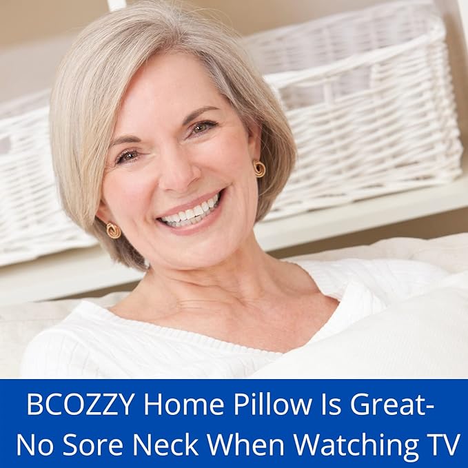 BCOZZY Neck Brace Pillow - Patented Relief for Neck Pain and Supportive Sleep-Soft, Washable, and Adjustable for Comfortable Resting. Black