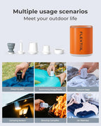 FLEXTAILGEAR Air Pump for Inflatables with Camping Lantern, Tiny Pump 2X, 4kPa Portable Air Pump Rechargeable Air Mattress Pump with Magnetic Design, for Sleeping Pads Pool Floats Swimming Rings