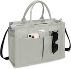 TOPDesign Heavy-Duty Canvas Tote Bag for Women, Adjustable Crossbody/Shoulder Handbag with 9 Pockets, Everything Tote