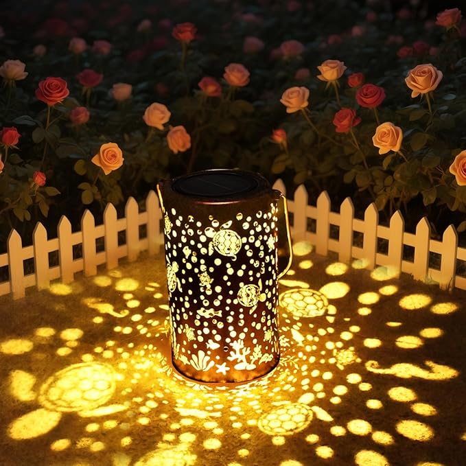 Sea Turtle Solar Lanterns Outdoor Waterproof Garden Decor Hanging Solar Lights Sea Turtle Gifts for Women Mom Grandma, LED Decorative Light Fairy Garden Accessories,Outdoor Lantern for Patio,Yard,Lawn