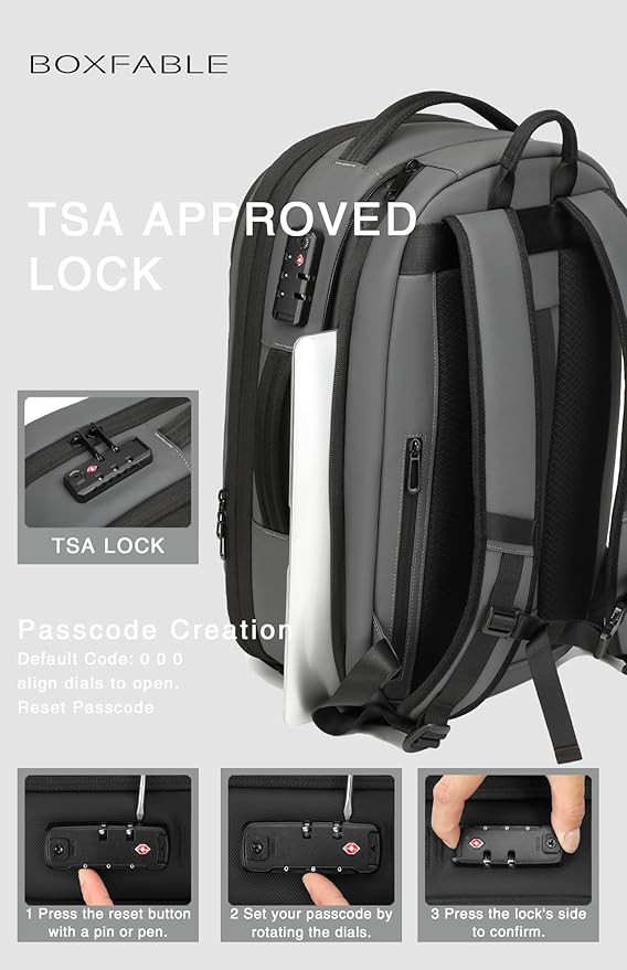 Vacuum Seal Travel Backpack 45L with Pump - Expandable Air Compression System, Water-Resistant Business TSA Lock, Laptop Backpack, Carry-On Suitcase Luggage, Gifts for Men