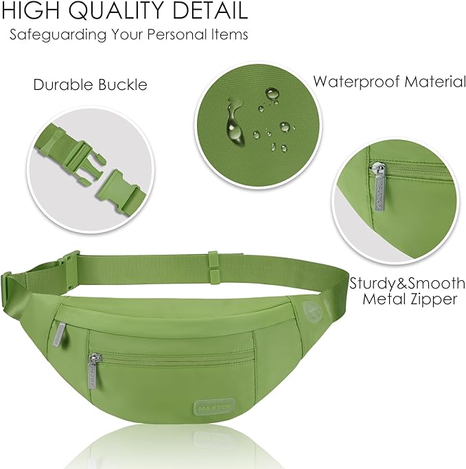 MAXTOP Large Crossbody Fanny Pack with 4-Zipper Pockets,Gifts for Enjoy Sports Festival Workout Traveling Running Casual Hands-Free Wallets Waist Pack Phone Bag Carrying All Phones