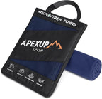 APEXUP Microfiber Travel Towel, Ultra Absorbent Quick Dry Towels, Lightweight Gym Sports Camping Towel for Workout, Yoga, Beach, Shower, Swimming (24"×12", Navy Blue)