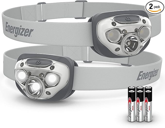 Energizer LED Headlamp PRO (2-Pack), IPX4 Water Resistant Headlamps, High-Performance Head Light for Outdoors, Camping, Running, Storm, Survival LED Light for Emergencies (Batteries Included)