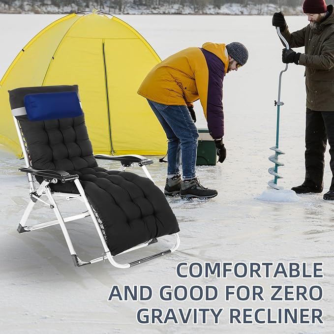 2 Pcs Outdoor Chaise Pillows, Headrest Pillow for Patio Chaise Lounge Chair with Adjustable Elastic Stripe Head Resting Pillows for Recliner Office Chair, Dark Blue