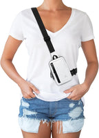 Peicees Small Crossbody Bag for Men Women Mini Sling Bag Travel Running Phone Daypack Cross Body Shoulder Bags, 2 Sizes, Mini White