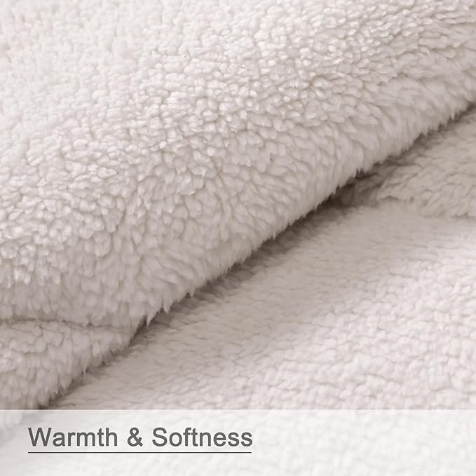 zzlamb Sherpa Puffy Camping Blanket,Packable Outdoor Warm Wearable Fleece Blankets for Cold Weather,Thick Camp Quilt with Sherpa Lining for Sleeping,Traveling,Backpacking,Picnics,Beach,Stadium 52x75in