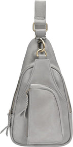 Antik Kraft Tasha Crossbody Sling (Grey) | Vegan Leather Crossbody Bag for Women with 16-20" Strap | Sling Bags for Women with Durable Antique Brass Hardware | 7in x 2.5in x 12.5in |