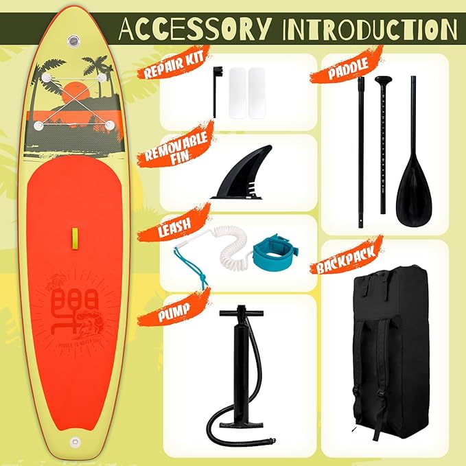 FunWater Inflatable Stand Up Paddle Board with Premium SUP Paddleboard Accessories, Anti-Slip EVA Deck, 11'/10'6'' Paddle Boards for Adults & Youth of All Skill Levels