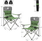 Northroad Folding Camping Chair Set of 4, Portable Collapsible Conversation Set w/1 Sofa, 2 Single Chairs, 1 Table for Family Patio, Outdoor Travel, Beach(Green)