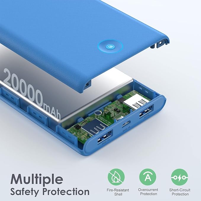 [2 Pack] Portable Charger Power Bank 20000mAh,Ultra Slim Portable Phone Charger with Dual USB Outputs,Backup Charging External Battery Pack Compatible with iPhone 15/14/13/12/11,Android etc-Black+Blue