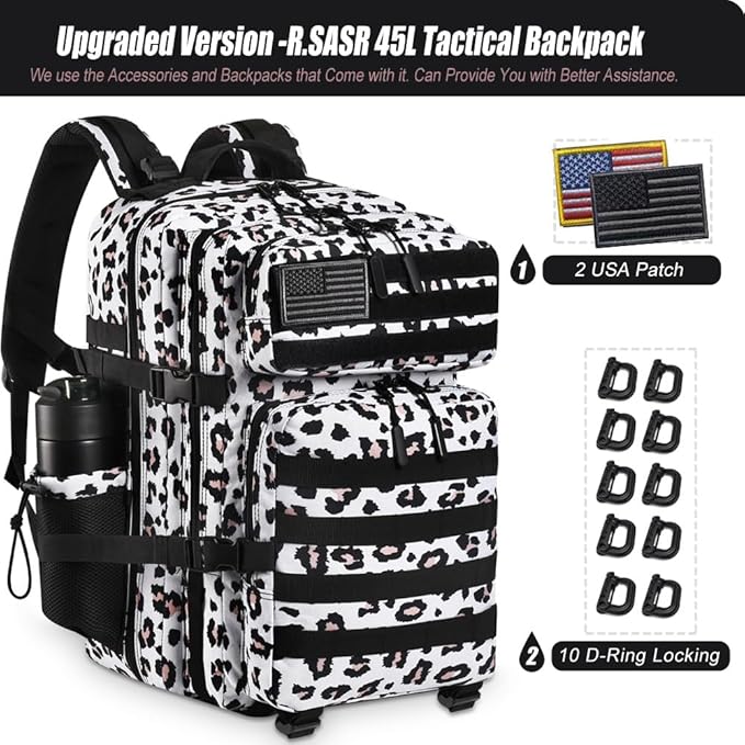 Military Tactical Backpack 45L Large Tactical Backpack for Men, Hiking Rucksack With Bottle Holder