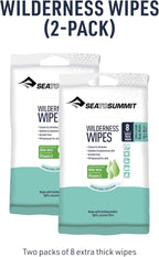 Sea to Summit XL Wilderness Wipes Rinse-Free Body Wipes, 2-Pack (8 Wipes per Pack)