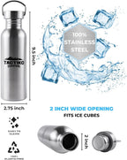 Tactiko Survival Stainless Steel Wide Mouth Water Bottle, Single Wall Boil-Safe, Leakproof, BPA-Free with Carry Sleeve and Strap for Camping, Hiking, Outdoor Prep (Black, 25 oz / 750 ml)