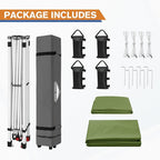 EAGLE PEAK Pop Up Canopy Tent with 1 Sidewall, Easy Setup Event Tent, Outdoor Sun Shade, Wheeled Carry Bag, Stakes and Guy Ropes, Instant Canopy 10x10, Grass Green