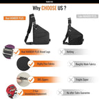 WANDER PLUS® Left Shoulder Anti Theft Crossbody Travel Bag for Women Men, Slim Sling Bag with Adjustable Strap