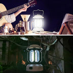 Camping Lantern Rechargeable, 360° Brightness Dimmable Retro Camping Light, Hanging Vintage Camping Lamp Outdoor Tent Light for Power Outage, Hurricane, Emergency, 3A Battery Included, White