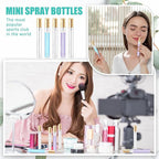 Zhehao 100 Pcs Mini Spray Bottles 10 ml Clear Glass Perfume Bottles Refillable Fine Mist Perfume Atomizer Portable Empty Sample Containers for Cleaning, Essential Oils, Travel (Gold Cap)
