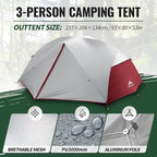 Forceatt Tent for 2 and 3 Person is Waterproof and Windproof, Camping Tent for 3 to 4 Seasons,Lightweight Aluminum Pole Backpacking Tent Can be Set Up Quickly,Great for Hiking