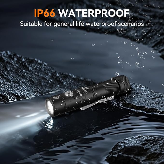 S5 1400 Lumens Mini Flashlight Rechargeable- Super Bright LED Pocket Light with Magnet & Clip, Red/Orange Diffuser,Small AA EDC Flashlight for Outdoor, Camping, Hiking, Emergency