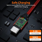 USB Type C Cable,USB A to USB C 3A Fast Charging (3.3ft 2-Pack) Braided Charge Cord Compatible with iPhone 15 16 Pro Max,Samsung Galaxy S20 S10 S9 S8,Note 9 8,A11 A20 A51,LG V30 V35,Moto Z2 Z3 (Red)