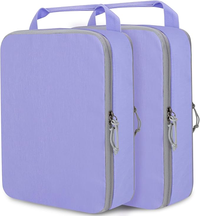 Extra Large Compression Packing Cubes for Travel Essentials, 2 Set Expandable Travel Cubes for Packing Compression Bags Luggage Suitcase Organizer, Purple