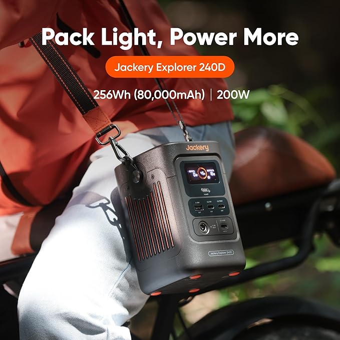 Jackery Explorer 240D Power Bank, 256Wh LiFePO4 Battery Portable Power Station, Charging Cable Included with 100W Soalr Panel