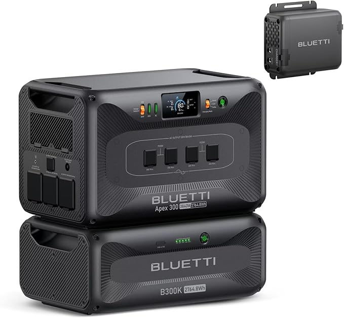 BLUETTI Portable Power Station Apex 300 & B300K & Charger 1 (560W Alternator Charger), 5529.6Wh LFP Battery Backup with 6 3840W AC Outlets, On-the-Go Recharging, for Camping, RV Life (2025 New)