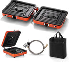 Odoland Portable 2 Burner Camping Stove Propane 17000 BTU/h Gas Stove Collapsible Backpacking Stove for Indoor Outdoor Cooking Hiking and Picnic