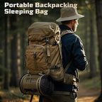 Sleeping Bag for Adults, Warm Weather Camping Mummy Sleeping Bags (25-36℉) with Adjustable Hood, Phone Pocket & Compression Sack for Hiking Travel Hunting