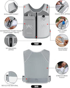 REVALI Zip Reflective Running Vests with Hydration Bottle, Adjustable Waistband & Breathable Material, Chest Pack Gear Phone Holder for Men & Women